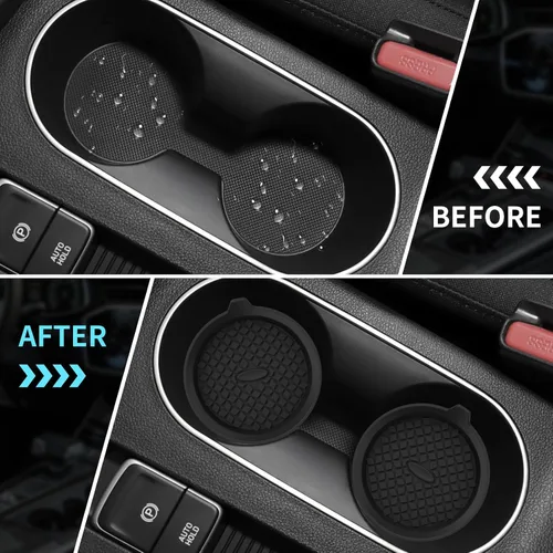 Vista 5 de ME.FAN Posavasos para Portavasos de Coche [Paquete de 4] Alfombrillas de Silicona para Tazas, Accesorios Interiores Universales Antideslizantes