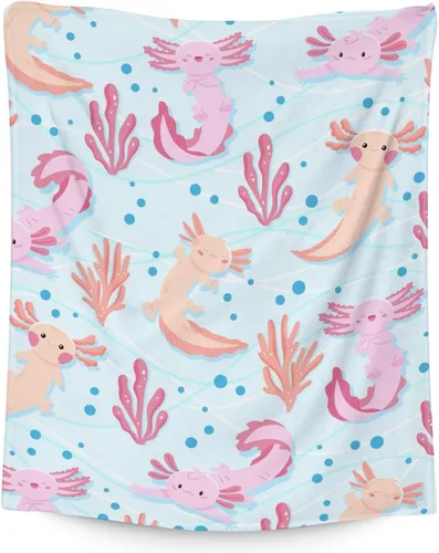 Vista 25 de Axolotl - Manta de regalo de 30 x 40 pulgadas, bonita manta para niñas, mantas suaves y peludas azules para sofá y oficina