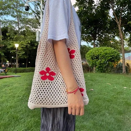 Vista 6 de Bolso Hobo para mujer de color de contraste de gran capacidad, bolso de hombro de moda para mujer