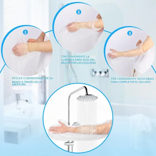Vista 6 de FRONTLINE Fundas para Yeso de Brazo para Ducha Adulto Protector Impermeable de Yeso y Heridas Sello 100% Hermético Manga Reutilizable Paquete de 3