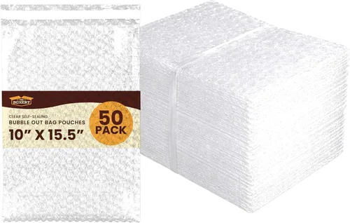 Vista 7 de The Boxery Bolsas de burbujas autoadhesivas transparentes de 3 x 5 pulgadas, paquete de 50