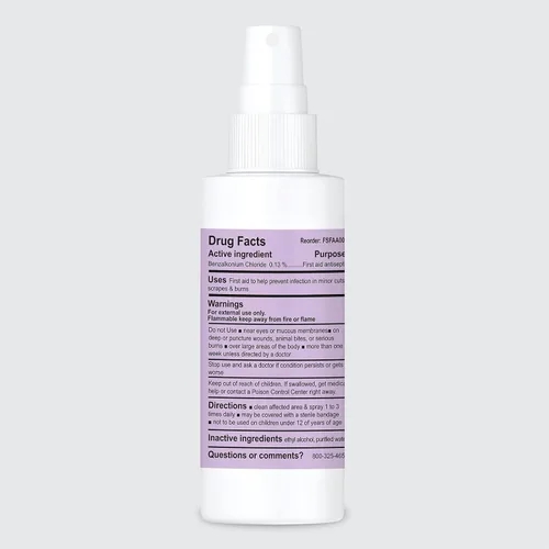 Vista 2 de Spray antiséptico de primeros auxilios, limpiador de heridas, cloruro de benzalconio para cortes menores, rasguños y quemaduras, 2 onzas, 1.0