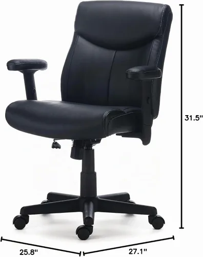 Vista 2 de Staples Silla ergonómica de piel sintética, ajustable, giratoria