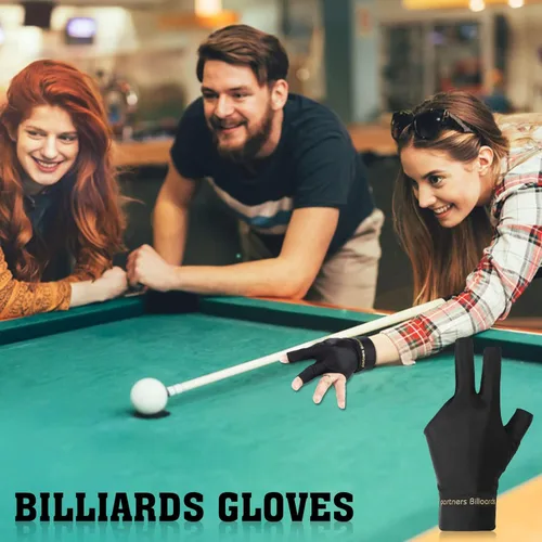 Vista 5 de 6 guantes de billar para mano izquierda, 3 dedos, guantes de billar para mujeres u hombres, accesorios de billar