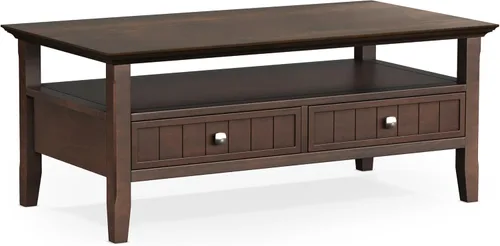 Vista 40 de SIMPLIHOME Acadian Mesa auxiliar estrecha – Mesa auxiliar rectangular de madera maciza de 14 pulgadas de ancho con 2 estantes abiertos en negro