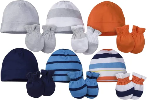 Vista 2 de Onesies Brand Juego de gorras y manoplas de 12 piezas para bebés