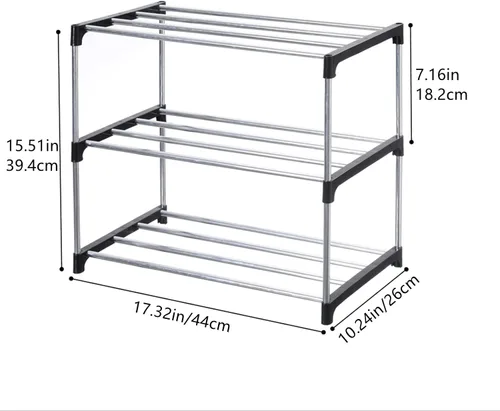 Vista 3 de Jucaifu - Estante pequeño apilable para zapatos, ahorro de espacio para entrada, pasillo y armario, organizador y almacenamiento (3 niveles, negro)