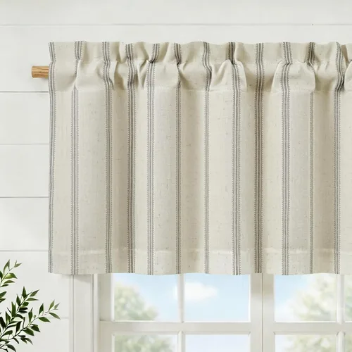 Vista 19 de DriftAway Briony - Cortina opaca con amarre para cocina, ajustable, diseño de globos, líneas texturizadas, estampadas, persianas romanas