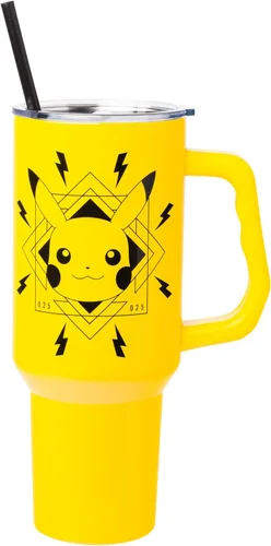 Vista 24 de Silver Buffalo Adventure Time With BMO - Vaso de acero inoxidable de doble pared con asa y pajilla, cabe en portavasos estándar, 40 onzas