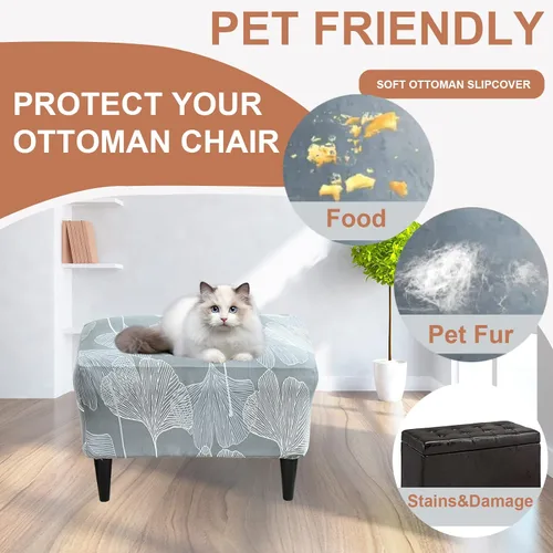 Vista 7 de Eco-Ancheng Funda elástica para silla, funda otomana rectangular de almacenamiento, funda otomana para reposapiés, fundas otomanas para taburete