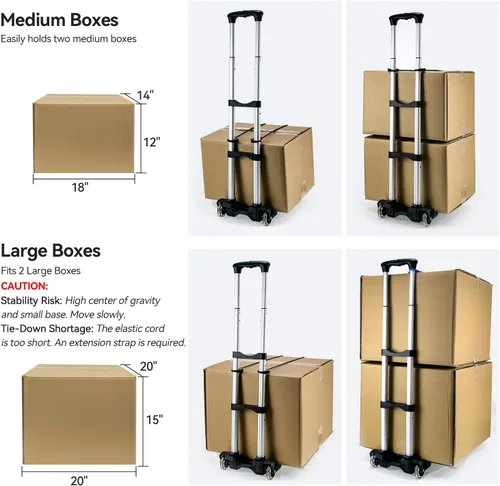 Vista 3 de Sutekus Carro de mano plegable y carrito de equipaje portátil ligero de 110 libras para escuela, viajes, oficina, mudanza (negro)
