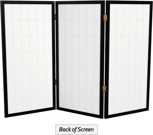 Vista 7 de Biombo portátil simple de 3 pies Biombo Shoji para dividir una cuarto, clásico diseño japonés, 4 tamaños y 6 colores, Madera, Negro