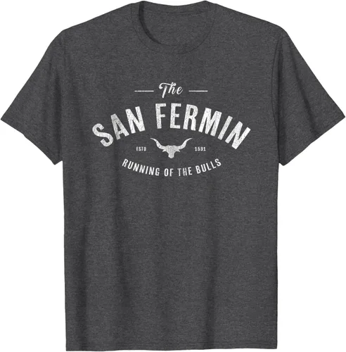 Vista 37 de The Running of the Bulls" - Pamplona Gift - Camiseta San Fermin, Rojo, S Asfalto