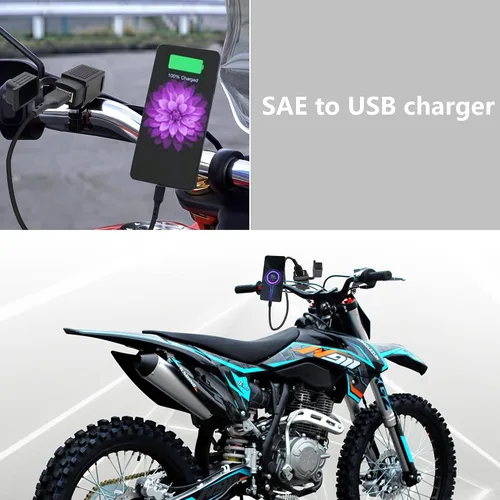 Vista 3 de GELRHONR SAE - Cable de conexión rápida a USB para motocicleta, puerto USB de 5 V 2.1 A, enchufe de alimentación con cubierta impermeable