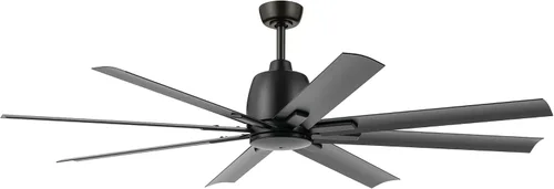 Vista 9 de Kichler Breda 310265NI - Ventilador de techo grande para exteriores de 65 en 8 aspas con control remoto, cuerpo de acero moderno, cuchillas