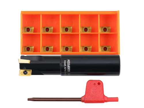 Vista 25 de Accusize Industrial Tools Molino de extremo indexable de hombro cuadrado de 90 grados de 1/2 '' con insertos de carburo Apkt11T3, 0056-0913