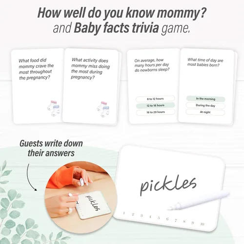 Vista 5 de Juegos de Baby Shower - Tarjetas de preguntas y predicciones para mamás, juegos de revelación de género para niños o niñas, género neutro