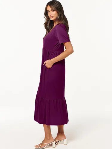 Vista 5 de ANRABESS Vestido largo casual de verano para mujer, manga corta, cuello en V, escalonado, playa, vacaciones, vestido de verano 2025
