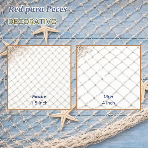 Vista 6 de 4E's Novelty Red decorativa de pescado, paquete de 3, decoración de red de algodón natural, cada uno de 14 x 4 pies, para decoraciones de fiesta