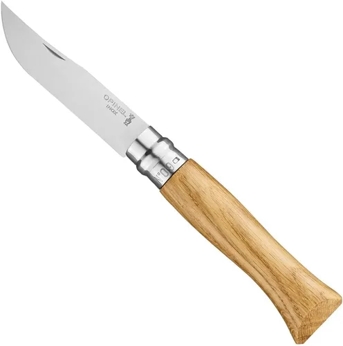 Vista 12 de Opinel Cuchillo plegable de acero inoxidable No.08 con mango de madera de roble