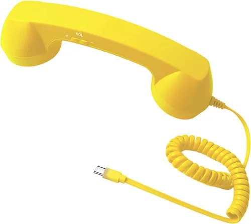 Vista 8 de Auricular retro para teléfono, teléfono fijo, receptor de teléfono retro con botón de respuesta tipo C, cable de conexión con altavoces y control