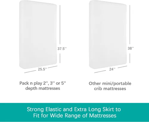 Vista 4 de Funda protectora de colchón impermeable para empacar y jugar, juego de 2 unidades, hecha de superficie de rizo de viscosa, ultrasuave y agradable al