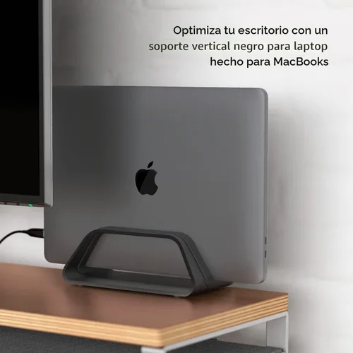 Vista 6 de HumanCentric Soporte vertical para laptop compatible con MacBook Pro y MacBook Air, soporte para escritorio de computadora personal, aluminio, Negro
