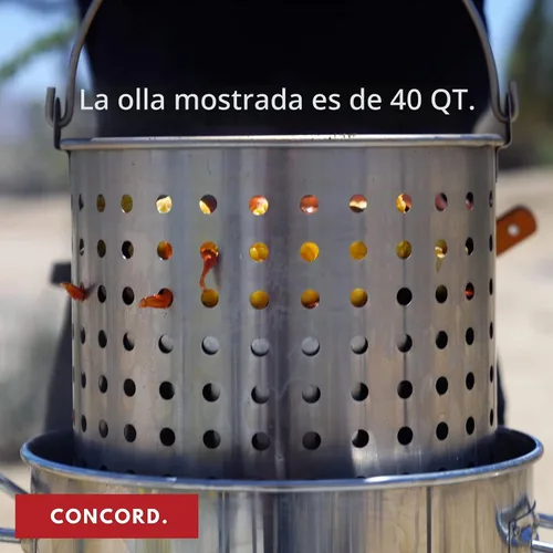 Vista 7 de CONCORD Olla de acero inoxidable con cesta de vapor. Utensilios de cocina ideales para hervir y cocinar al vapor (24 cuartos de galón)