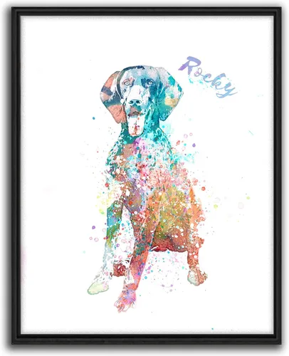 Vista 15 de Personal-Prints Regalo de arte personalizado para pared de perro, impresión artística moderna personalizada única de estilo acuarela La raza