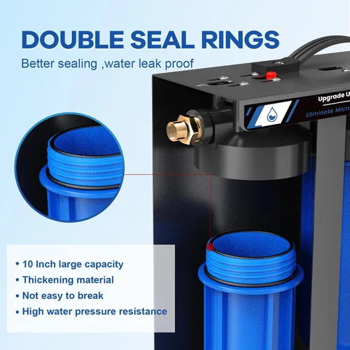 Vista 5 de Sistema de Filtro de Agua para RV, Filtración de Agua de 5 Etapas para Autocaravanas y Cámpers, Filtros de 0.01 Micras Eliminan Sedimentos, Cloro