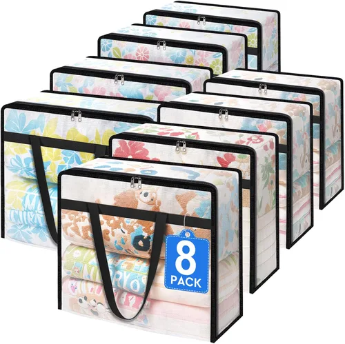 Vista 13 de TasticTotes Paquete de 4 bolsas de almacenamiento transparentes para edredón, ropa y ropa de cama, almacenamiento de mantas de plástico
