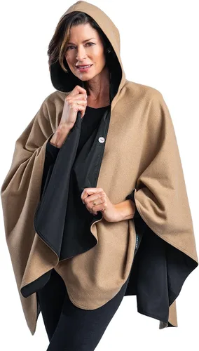 Vista 4 de WarmCaper - Poncho de lluvia cálido para mujer con capucha - suave y resistente a la lluvia (elige tu color)