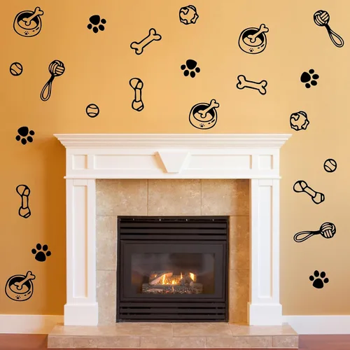 Vista 5 de Calcomanías de pared con diseño de pata de perro, juguete de perros, calcomanías de pared de vinilo extraíbles, calcomanías de huellas de perros