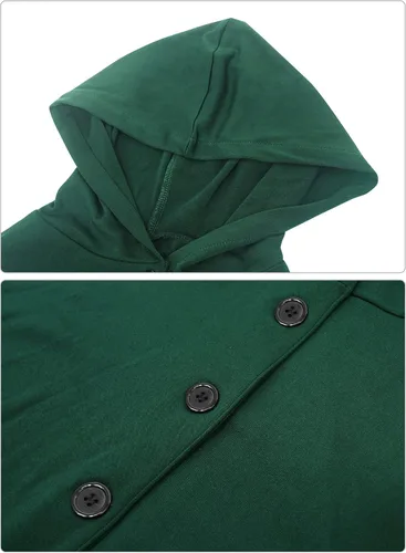 Vista 3 de Vestido medieval con capucha para mujer, estilo gótico, renacentista, asimétrico, vintage, de manga larga, steampunk, con capucha