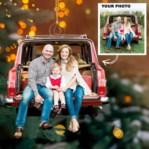 Vista 3 de Adorno personalizado para tu foto, adorno de mica con foto personalizada, adorno de Navidad familiar, adorno de Navidad familiar personalizado