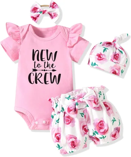 Vista 14 de Aalizzwell Conjunto de pantalones cortos para bebé recién nacido para el verano