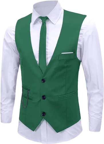 Vista 14 de Chaleco formal de negocios ajustado sin mangas para hombre Negro