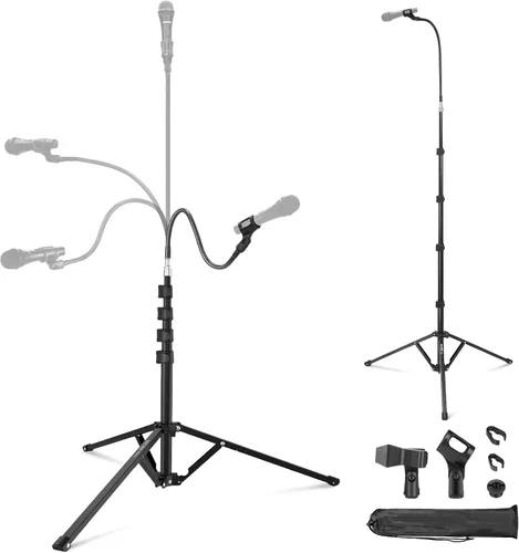 Vista 13 de Neewer: Micrófono ajustable de Suspension Boom Scissor Arm Stand, soporte de micrófono compacto de acero durable para estaciones de radio estudio