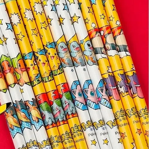 Vista 3 de Pikachu Lápices con borrador, lápices triangulares HB, 12 unidades, el embalaje puede variar, pero el contenido es el mismo. (diseños surtidos)