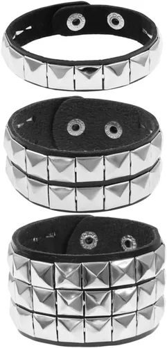 Vista 2 de DATOA Pulsera de cuero con tachuelas negras para hombres y mujeres, pulsera emo, punk, gótico, grunge, accesorios