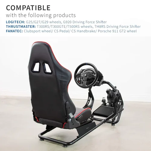 Vista 5 de VIVO Racing Simulator Cockpit with Wheel Stand, Gear Mount, Chair and Frame Only, Fits Logitech, Thrustmaster, Fanatec, Compatible with Xbox One
