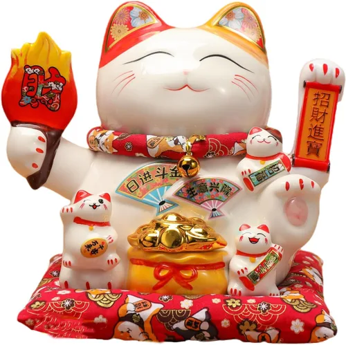 Vista 11 de Lucky Figurines - Estatua de brazo agitado de gato, gato chino de la fortuna, gato japonés de buena suerte para el hogar, oficina, tienda, brazo