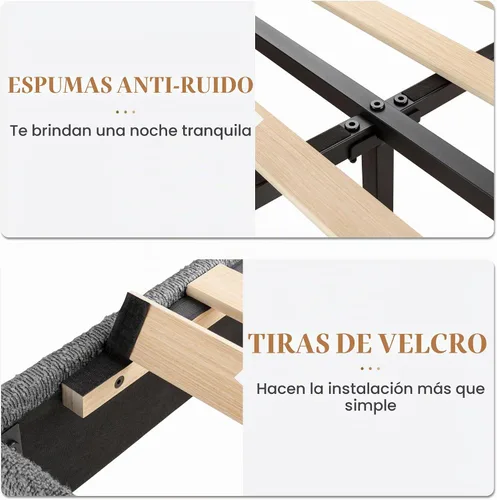 Vista 7 de SHA CERLIN - Base de cama con plataforma de tamaño completo con cabecera ajustable y soporte de listones de madera, base de colchón tapizada