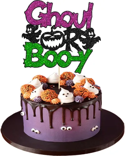 Vista 9 de Gyufise 24 adornos para cupcakes de Halloween con calabaza, fantasma, purpurina negra, decoraciones para cupcakes para niños, decoración de fiesta
