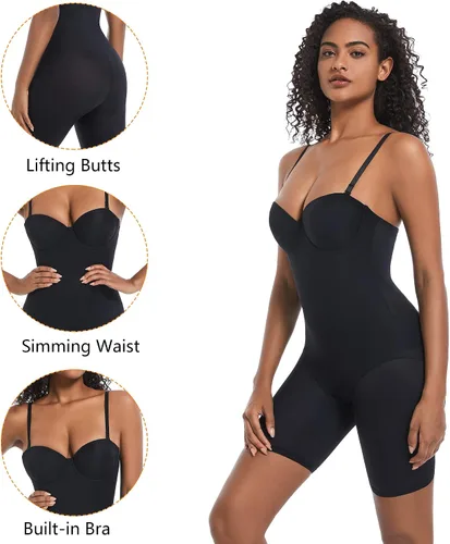 Vista 5 de KKP Shapewear for Women Tummy Control Full Bust Body Shaper Bodysuit Butt Lifter Thigh Slimmer
