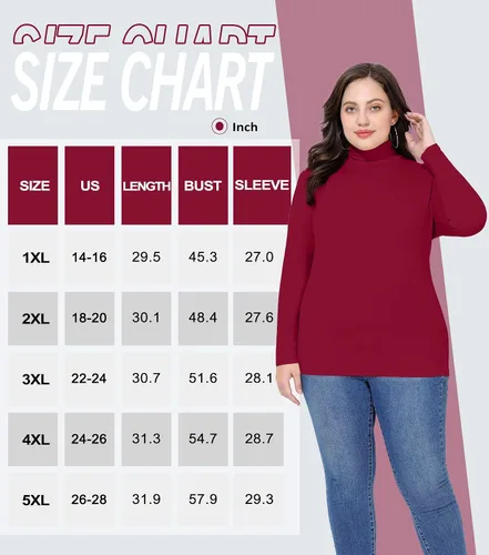Vista 4 de COOTRY Camisetas de manga larga con cuello alto falso para mujer, talla grande, ligeras, ajustadas, de capa base