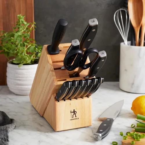 Vista 2 de HENCKELS Forged Premio - Juego de 13 cuchillos de chef, cuchillo de pelar, cuchillo utilitario, marrón claro, acero inoxidable