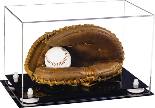 Vista 34 de Better Display Cases Vitrina de guantes de béisbol de acrílico transparente con elevadores negros (A011/V16)