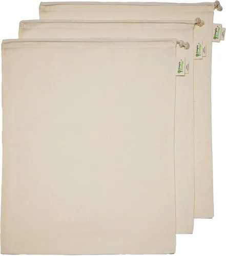 Vista 10 de Simple Ecology Bolsas reutilizables para compras y almacenamiento, muselina de algodón orgánico, juego de 6 (2 unidades de L, M, S)
