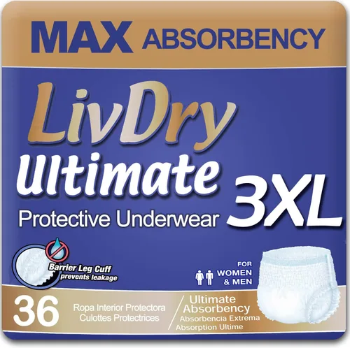 Vista 10 de LivDry Ultimate - Ropa interior para incontinencia para adultos, alta absorción, protección contra fugas, talla S, paquete de 18